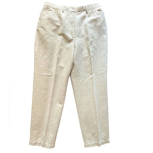 Liz Claiborne Sport Linen Blend Pants Women's size 14P Petite Tan Beige Khaki - Picture 1 of 10